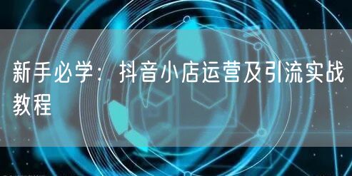 新手必学：抖音小店运营及引流实战教程